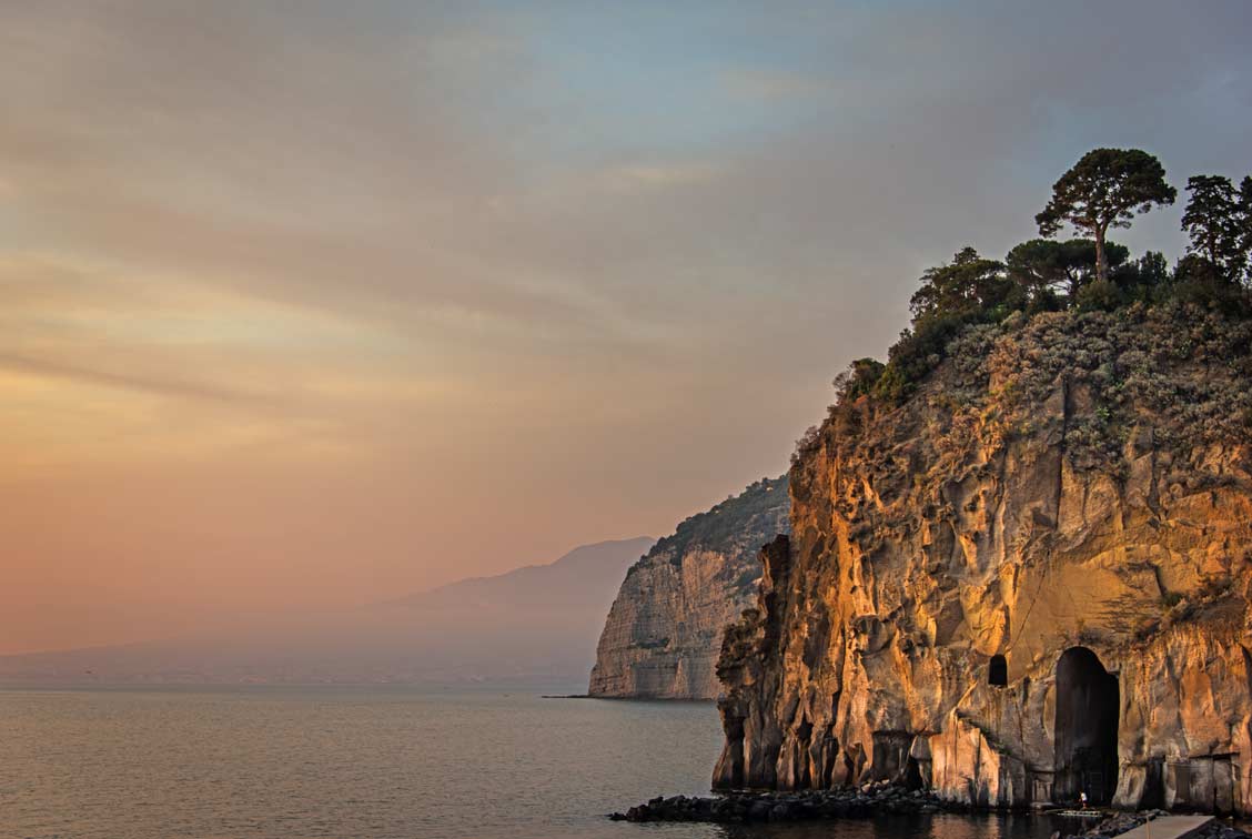Cliffs at Piano di Sorrento at sunset